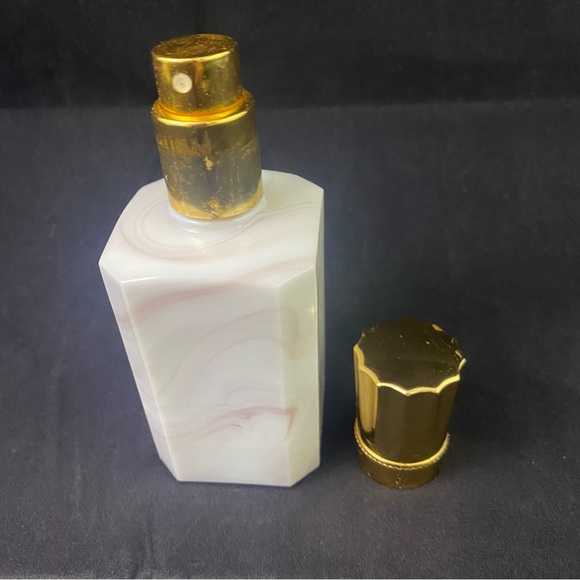 Vintage Empty Perfume Bottle Made In France Quartz or Marble Gold Cap - Picture 4 of 8